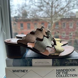 Chloe Leather Scalloped Heeled Sandal